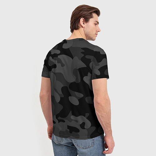 Мужская футболка Черный ночной камуфляж / 3D-принт – фото 4