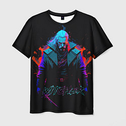 Мужская футболка Witcher in neon style