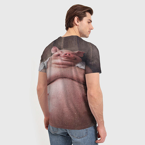 Мужская футболка Свинья сидит в сауне / 3D-принт – фото 4