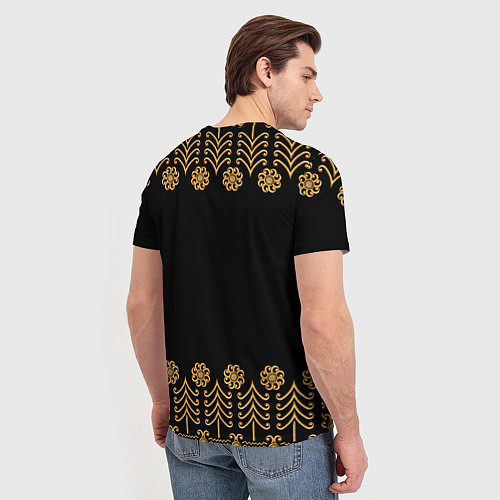 Мужская футболка Медведь золотой барельеф с этническим орнаментом / 3D-принт – фото 4
