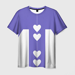 Мужская футболка Белые сердца на фиолетовом