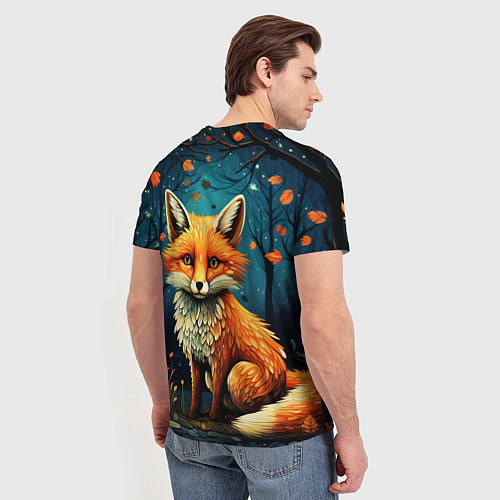 Мужская футболка Лиса в Folk Art стиле / 3D-принт – фото 4