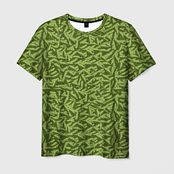Мужская футболка Милитари листья в полоску