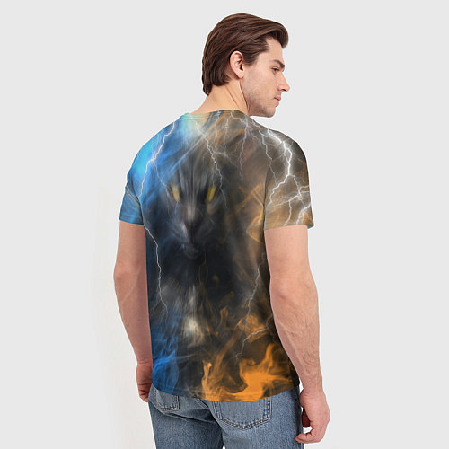 Мужская футболка Брутальный черный кот / 3D-принт – фото 4