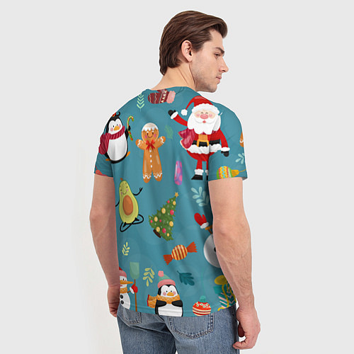 Мужская футболка Новогодний авокадо / 3D-принт – фото 4