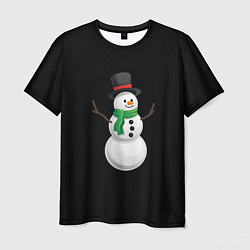 Мужская футболка Новогодний снеговик с шарфом