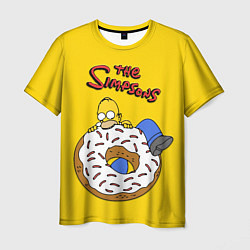 Мужская футболка Гомер Симпсон ест пончик