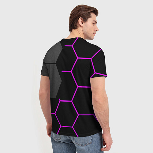 Мужская футболка Крупные неоновые соты / 3D-принт – фото 4