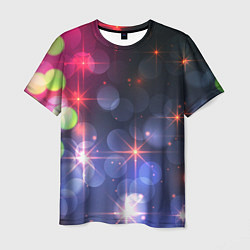 Мужская футболка Поп арт неоновые звезды космического неба