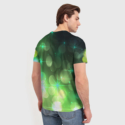 Мужская футболка Неоновый зеленый блеск и черный фон / 3D-принт – фото 4