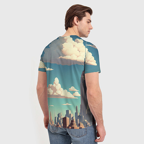 Мужская футболка Лисица в мегаполисе / 3D-принт – фото 4
