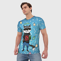 Футболка мужская Енот с нимбом - фанат Доты, цвет: 3D-принт — фото 2