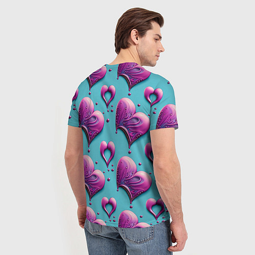 Мужская футболка Паттерн сердца и капли / 3D-принт – фото 4