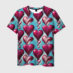 Мужская футболка Паттерн красные абстрактные сердца