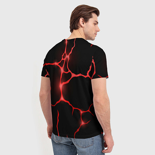 Мужская футболка Красные неоновые трещины / 3D-принт – фото 4