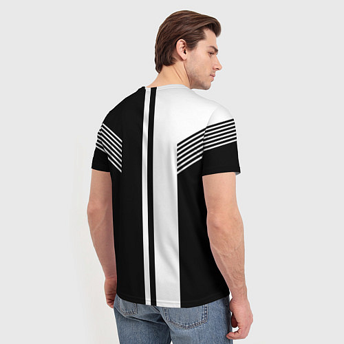 Мужская футболка Чёрные и белые полоски / 3D-принт – фото 4