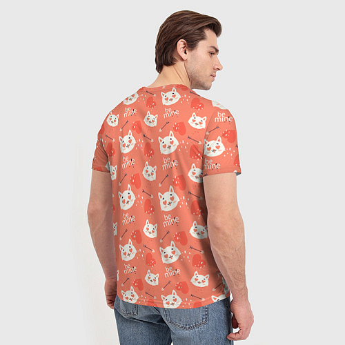Мужская футболка Паттерн кот на персиковом фоне / 3D-принт – фото 4