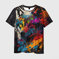 Мужская футболка Волк, яркие цвета