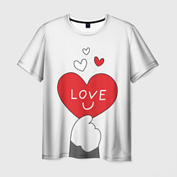 Мужская футболка Любовь - сердце - лапка кота