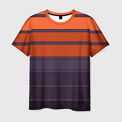 Мужская футболка Полосатый фиолетово-оранжевый узор