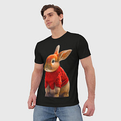Футболка мужская Кролик в свитере, цвет: 3D-принт — фото 2