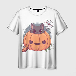 Мужская футболка Хэллоуинский котик