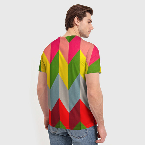 Мужская футболка Разноцветный ромбический абстрактный паттерн / 3D-принт – фото 4
