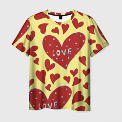 Мужская футболка Надпись love в красном сердце