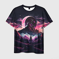 Мужская футболка Луна в горах