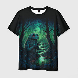 Мужская футболка Лягушонок Пепе сидит на болоте