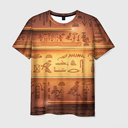 Мужская футболка Египетская стена с иероглифами и полосами