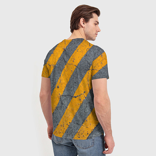 Мужская футболка Желтые полосы на бетоне / 3D-принт – фото 4
