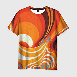 Мужская футболка Текучая краская в ярких оранжевых цветах