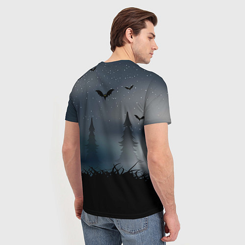 Мужская футболка Уэнсдэй в тумане / 3D-принт – фото 4