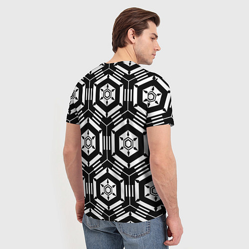 Мужская футболка Абстрактный геометрический узор на тему техники / 3D-принт – фото 4