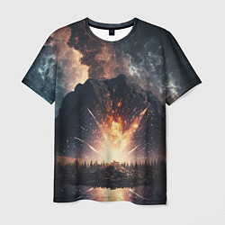 Мужская футболка Галактика, светящаяся над пейзажем