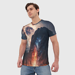 Футболка мужская Галактика как ночное небо над пейзажем, цвет: 3D-принт — фото 2