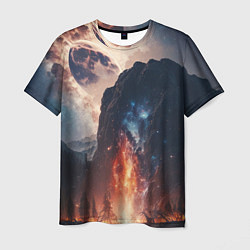 Мужская футболка Галактика как ночное небо над пейзажем