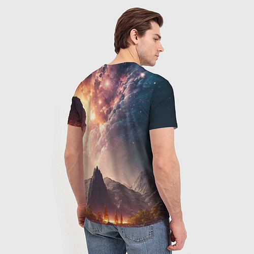Мужская футболка Млечный Путь, как небесное творение над ландшафтом / 3D-принт – фото 4