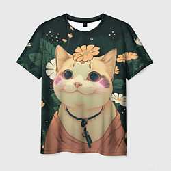 Мужская футболка Смущённый мемный котик