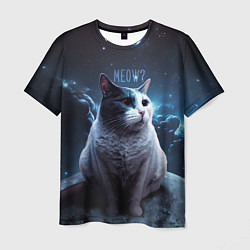 Мужская футболка Мемный кот в космосе