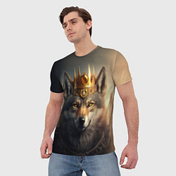 Футболка мужская Волк в золотой короне, цвет: 3D-принт — фото 2