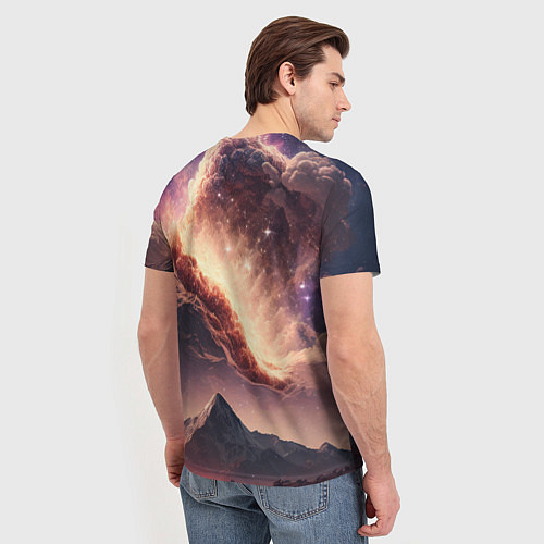 Мужская футболка Космос и звезды в небе над горами / 3D-принт – фото 4