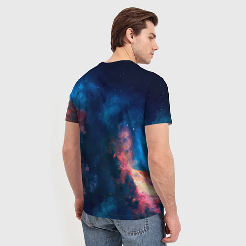 Мужская футболка Кот космонавт и звезды / 3D-принт – фото 4
