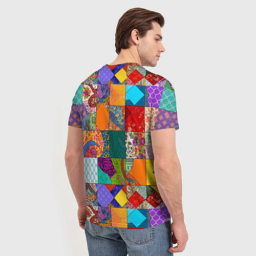 Мужская футболка Разноцветные лоскуты / 3D-принт – фото 4