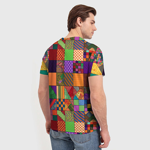 Мужская футболка Разноцветные лоскуты от нейросети / 3D-принт – фото 4