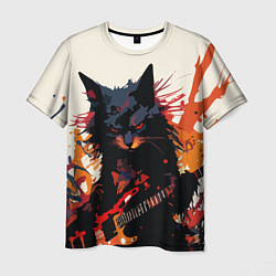 Мужская футболка Black rocker cat on a light background - C-Cats co