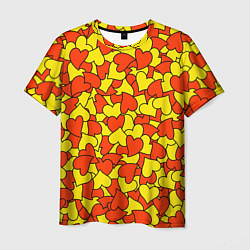 Футболка мужская Красно-желтые сердца, цвет: 3D-принт