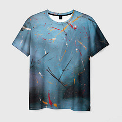Мужская футболка Тёмно-синий абстрактный туман и краски