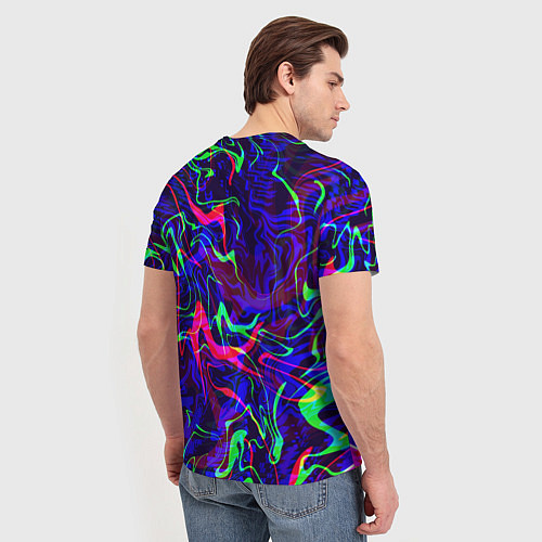 Мужская футболка Неон: яркие линии / 3D-принт – фото 4